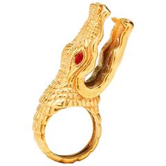 Gold Plated Alligator Ring 