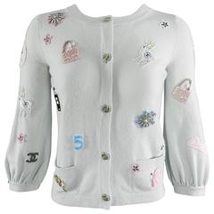 Chanel 08P Limited Edition Lucky Charms Light Blue Cashmere Cardigan