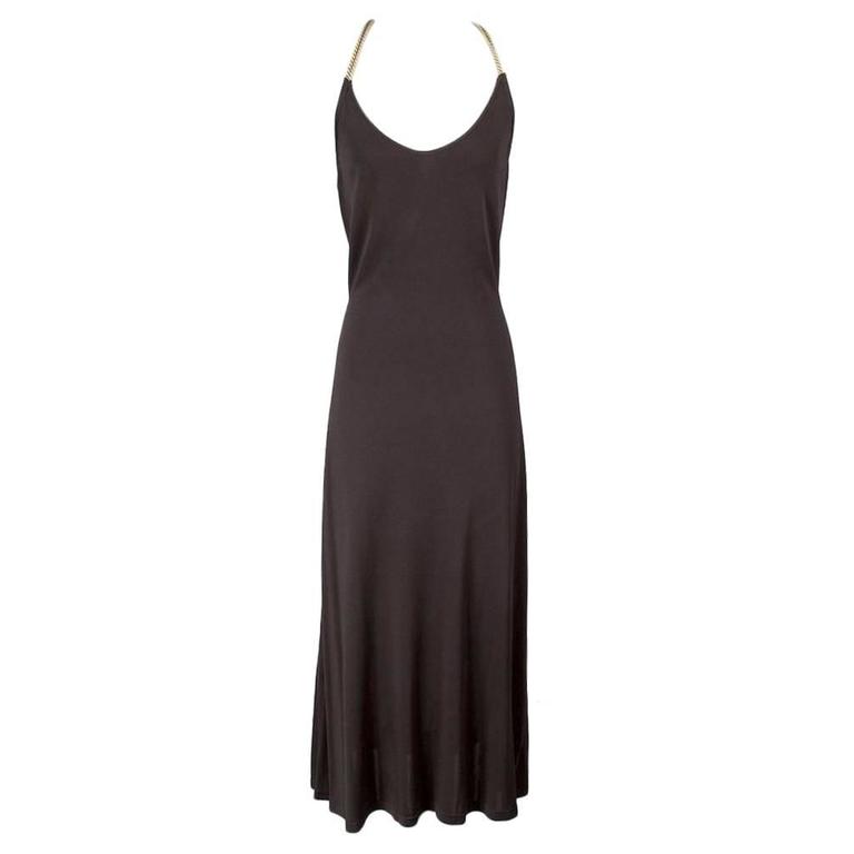 Michael Kors for Celine Brown Silk Dress with Rope Halter Straps For ...