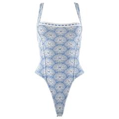 Alaia Spring-Summer 1993 powder blue knitted bodysuit 10