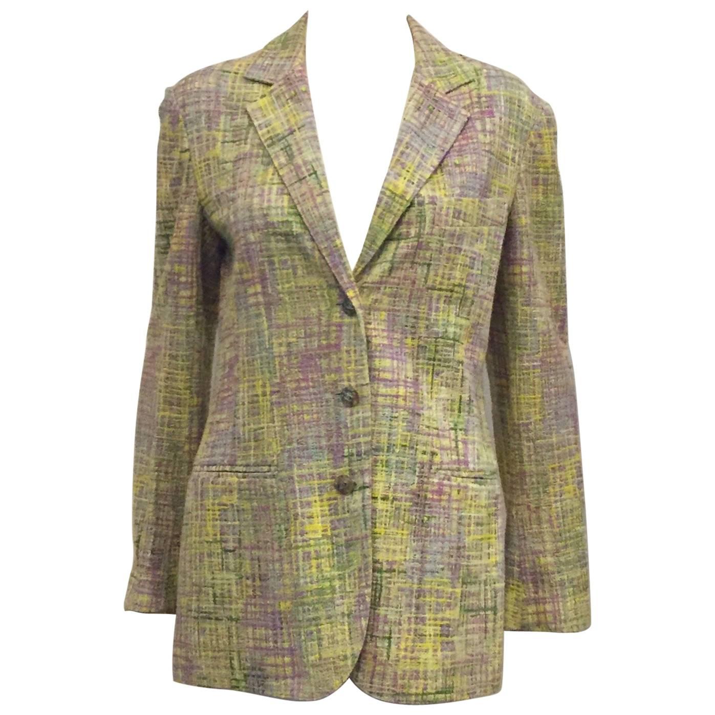 Cherished Chanel Spring Multi Colored Jacket with Three Acrylic CC Buttons For Sale