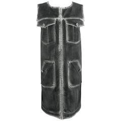 Chanel 14S Runway Grey Distressed Denim Vest