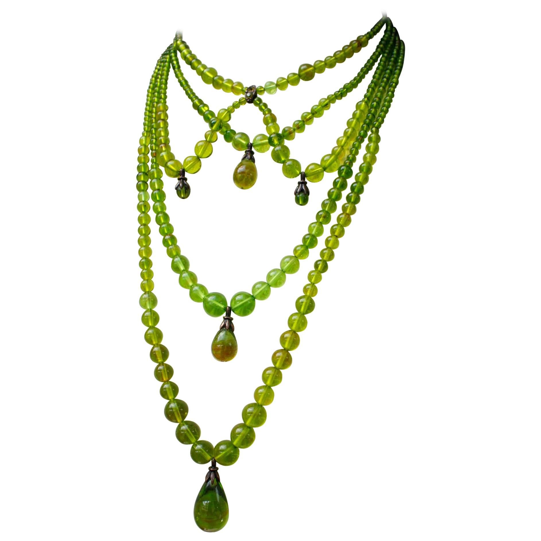 Late 1990s Christian Dior by Galliano Green Massai Necklace