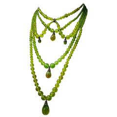 Vintage Late 1990s Christian Dior by Galliano Green Massai Necklace