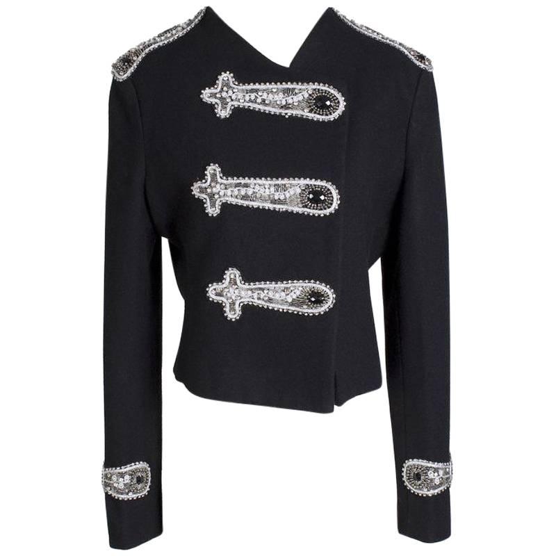 Balmain Wool Cropped Military Style Jacket with Embellishments
