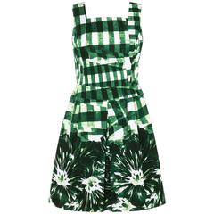 OSCAR DE LA RENTA Resort 2013 Green Gingham Floral Print Garden Party Dress 11