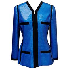 Vintage 1991 Chanel Blue Sequins Jacket