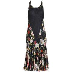 Christian Dior by Galliano Chiffon & Lace Playing Card Print Cocktail Dress 11