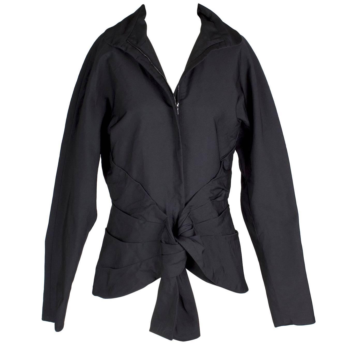 Jean Paul Gaultier Black Nylon Jacket with Front Twist Knot