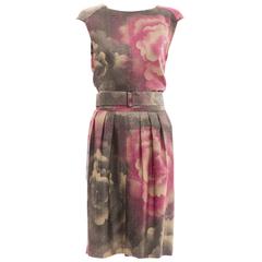 Dries Van Noten Silk Linen Floral Skirt Suit Ensemble, Spring 2007 4