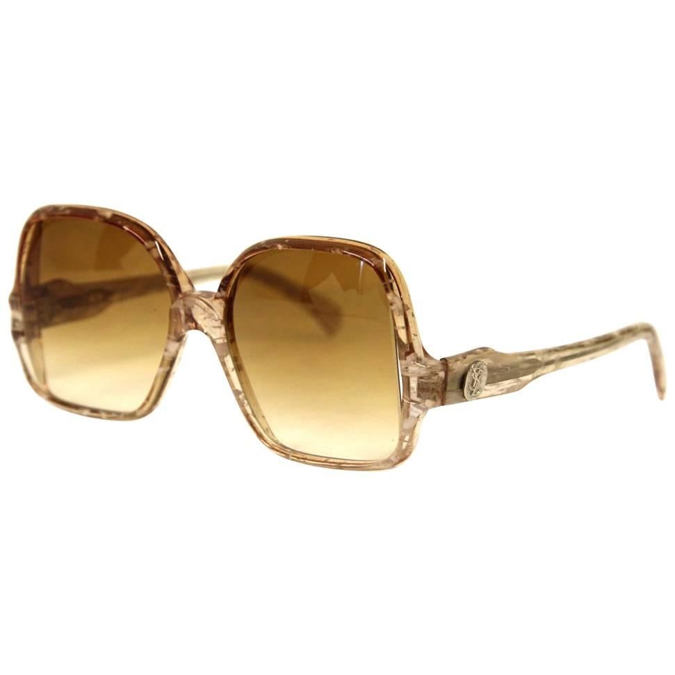 1970s Yves Saint Laurent Beige Patterned Sunglasses