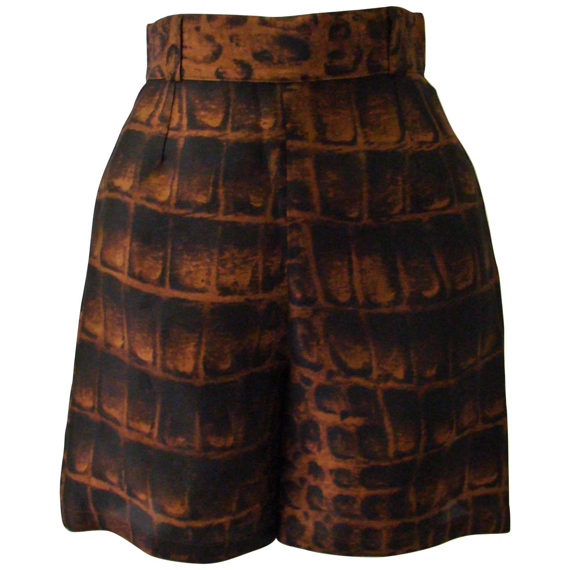 Gianni Versace Couture Silk Organza Printed Shorts Spring 1992 For Sale