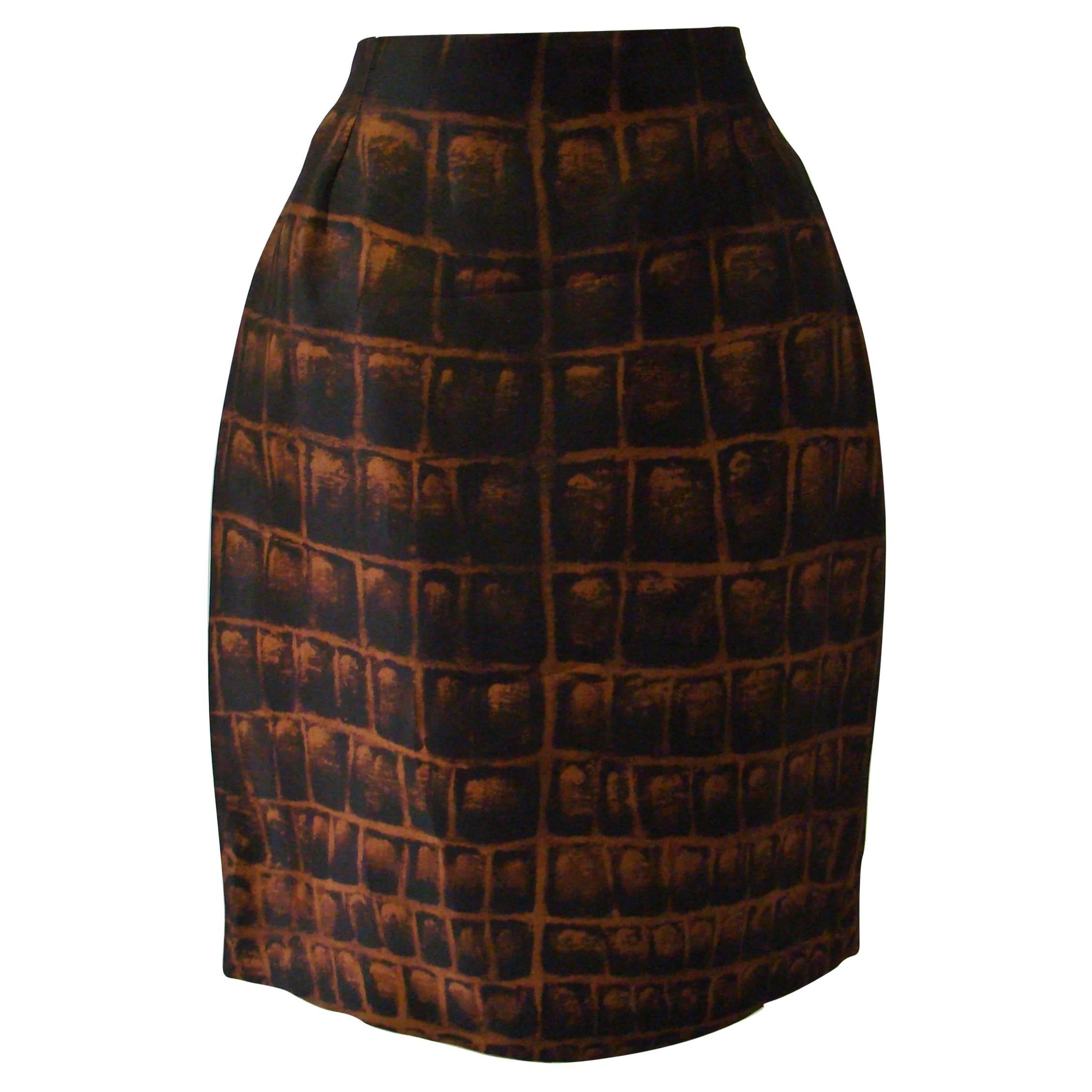 Gianni Versace Couture Silk Organza Printed Skirt Spring 1992 For Sale