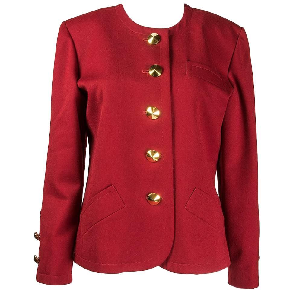 1990s Yves Saint Laurent red wool jacket For Sale