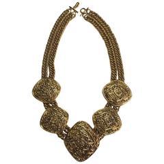 Chanel Couture Necklace Gilt Metal 11