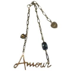 Vintage LANVIN Necklace with LOVE Golden Pendant