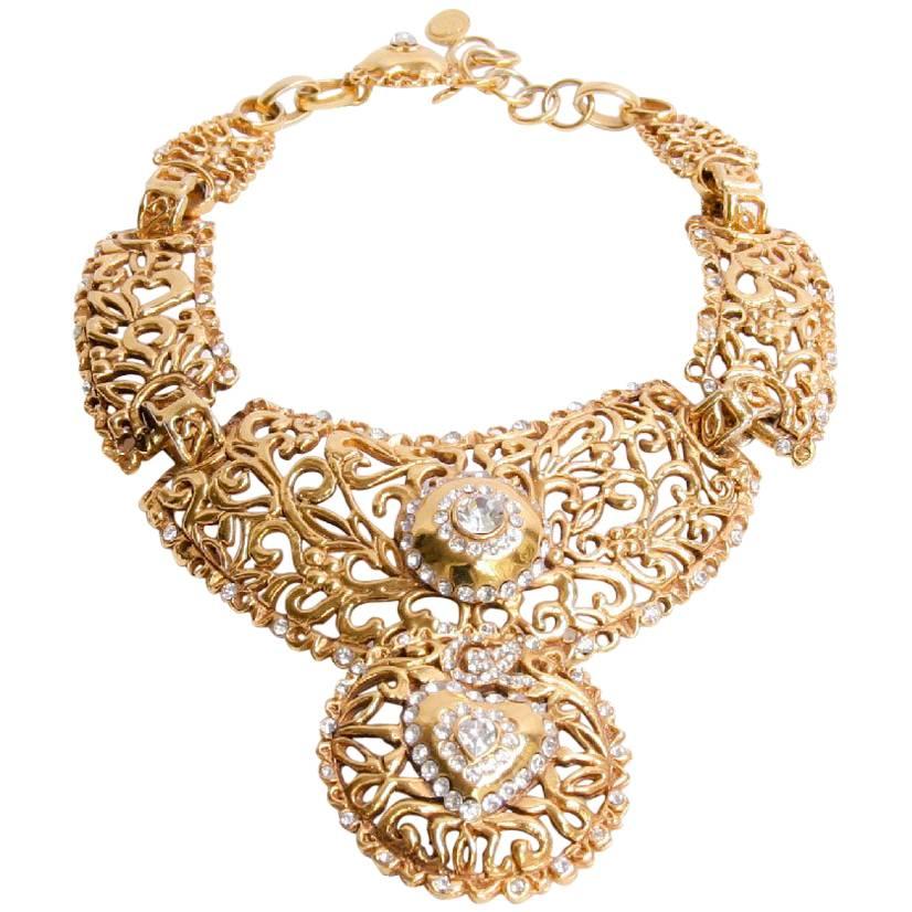 CHRISTIAN LACROIX Necklace Gilt Metal and Strass