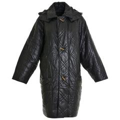 1980s GIANNI VERSACE Long Leather Hooded Jacket