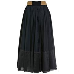 BALENCIAGA Black Cotton Long Pleateds Skirt 1