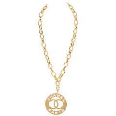 Chanel 70s Rare Oversized CC Logo Pendant Necklace