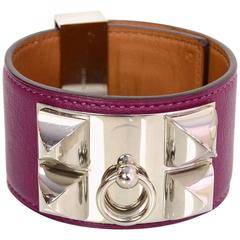 Hermes Tosca Leather Collier de Chien CDC Cuff Bracelet Sz L