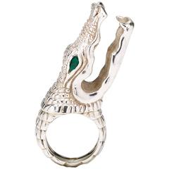 Alligator Ring with Emerald Eye
