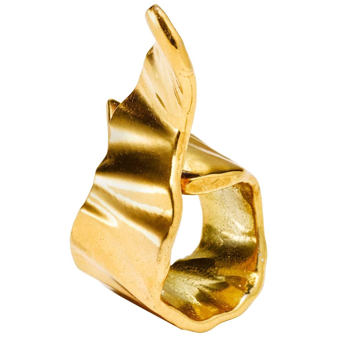 Gold Plated Ribbon Ring  For Sale