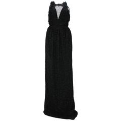 NEW $9000 GUCCI Black Net Tulle Macrame Embellished Gown Open Back It.40 - US 4