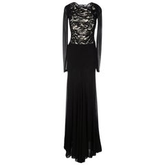 New EMILIO PUCCI Embellished Black Lace Jersey Dress Gown It 40 - US 4