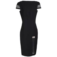 Jean Paul Gaultier Black Sheath Dress with Mesh Panels circa 1980s