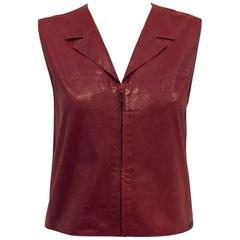 Chanel Sleeveless Salmon Vest in Supple Goat Skin w. Zipper Front 