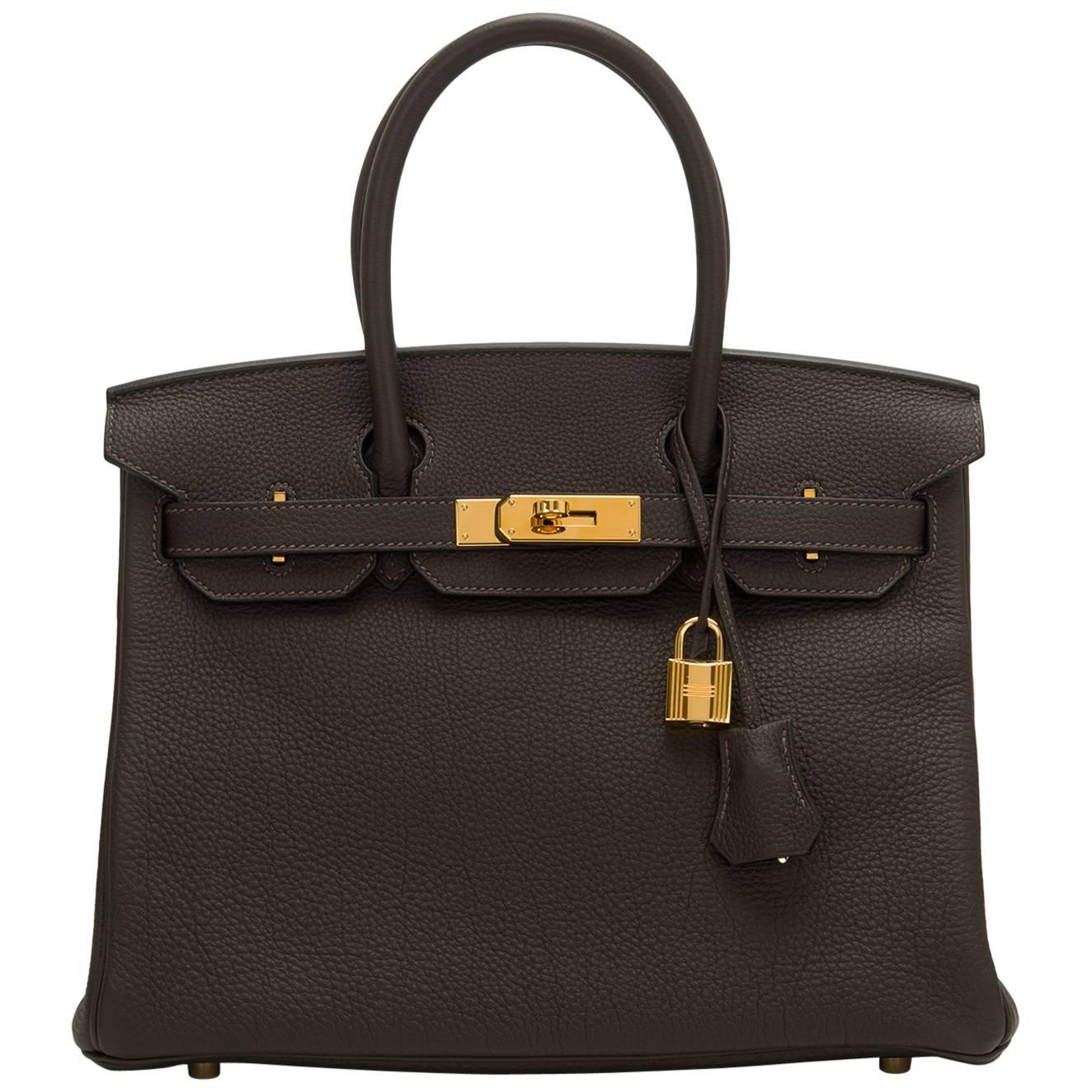 Hermes Macassar Ebony Togo Birkin 30cm Gold Hardware For Sale