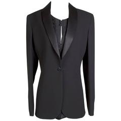 Jean Paul Gaultier Black Blazer with Attached Silk Shirt circa 1990s