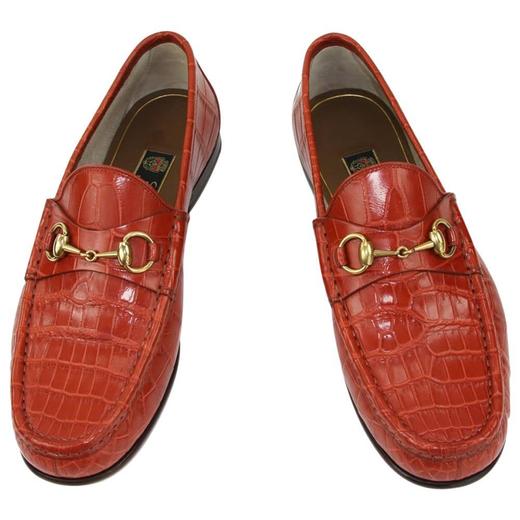 New GUCCI Men's Runway 1953 Horsebit CROCODILE Orange Spicy Loafers 9 - US   at 1stDibs | gucci crocodile horsebit loafers, gucci crocodile loafers