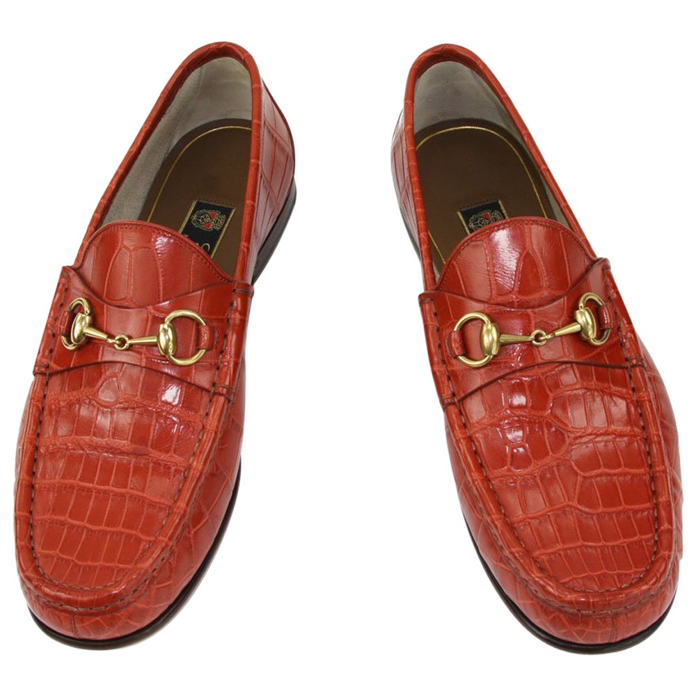 gucci crocodile horsebit loafers