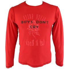 JIL SANDER Größe M Rot Schwarz Rosen Let It Rock Boys Don't Cry Langarm-T-Shirt