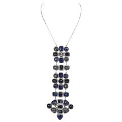 Chanel 2014 Paris/Dallas Blue Stone Long Pendant Necklace 12