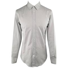 Men's MAISON MARTIN MARGIELA Size S Light Gray Solid Cotton Long Sleeve Shirt 10