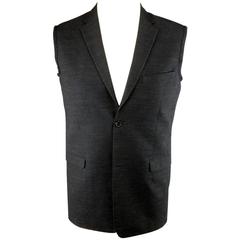 Men's MARNI 38 Navy Textured Wool Blend Notch Lapel Sport Coat Vest 10