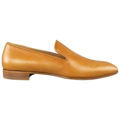 Used Men's CHRISTIAN LOUBOUTIN Size 9 Miele Tan Leather DANDELION FLAT Loafers