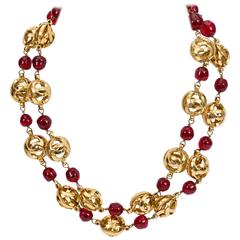 Chanel Double Strand Red Gripoix Choker Necklace 6