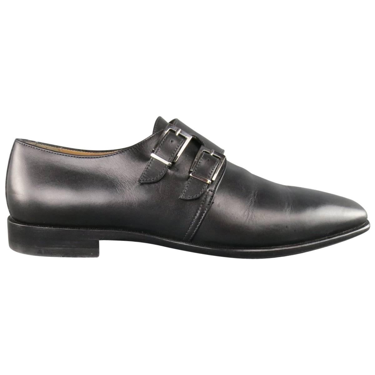 CHRISTIAN LOUBOUTIN Size 9 Black Leather VIKING FLAT DOuble Monk Strap Loafers