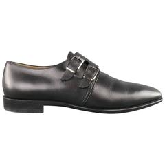 CHRISTIAN LOUBOUTIN Size 9 Black Leather VIKING FLAT DOuble Monk Strap Loafers 10