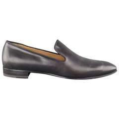 Used Men's CHRISTIAN LOUBOUTIN Size 9 Black Leather DANDELION FLAT Loafers
