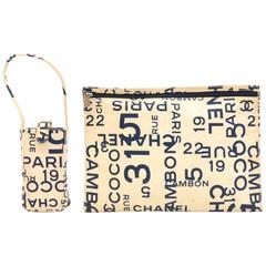 Chanel White Canvas x Navy Graffiti Large Vanity Pouch + Phone Case