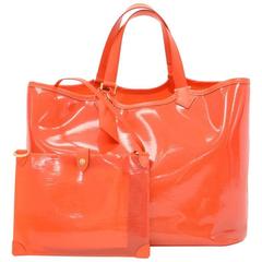 Louis Vuitton Plague Lagoon MM Orange Vinyl Beach Tote Hand Bag