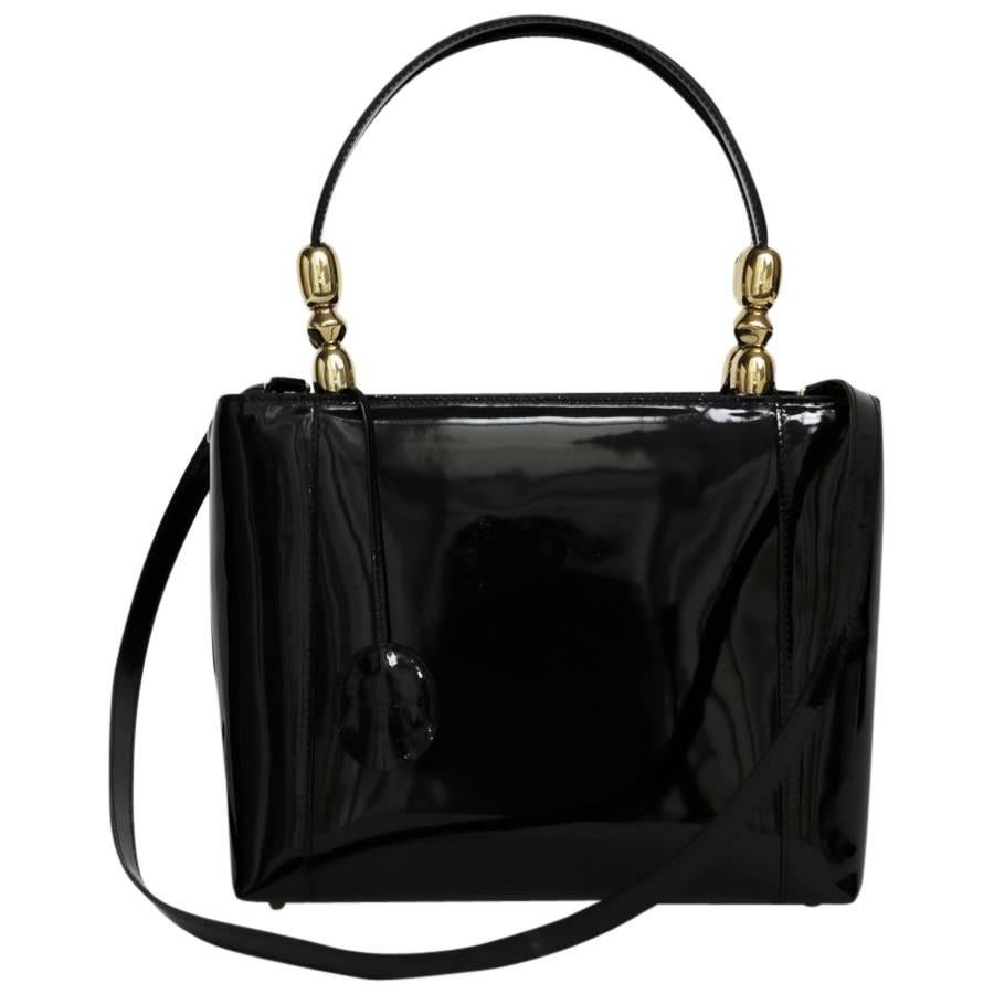 Christian Dior Lady Dior Bag in Vintage Black Patent Leather