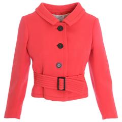 Vintage 1960s JEAN PATOU Coral Wool Short Jacket