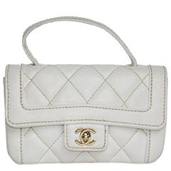 Chanel Mini White leather Bag with Gold Jewelery 1