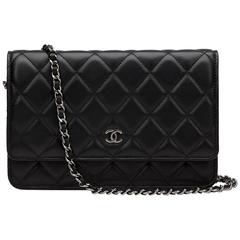 2010s Chanel Black Quilted Lambskin Wallet-on-Chain WOC